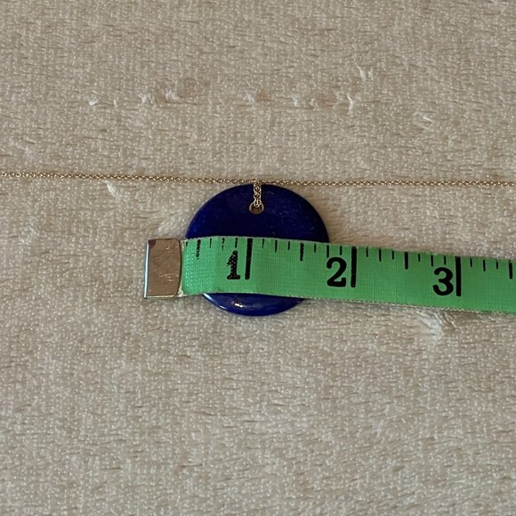 Rare TIFFANY & CO. x Elsa Peretti Lapis Lazuli Touchstone Disc 18k Necklace - Picture 6 of 9